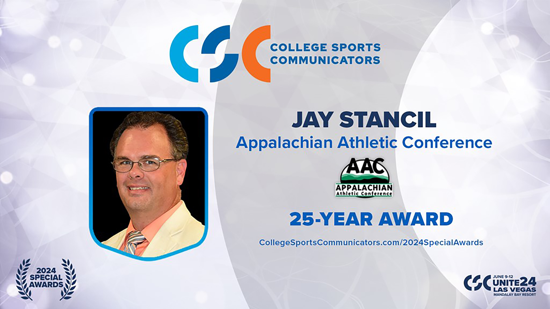 Stancil Honored for 25 Years of Service in Sports Communications